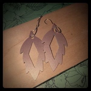 Rose metallic leather earrings